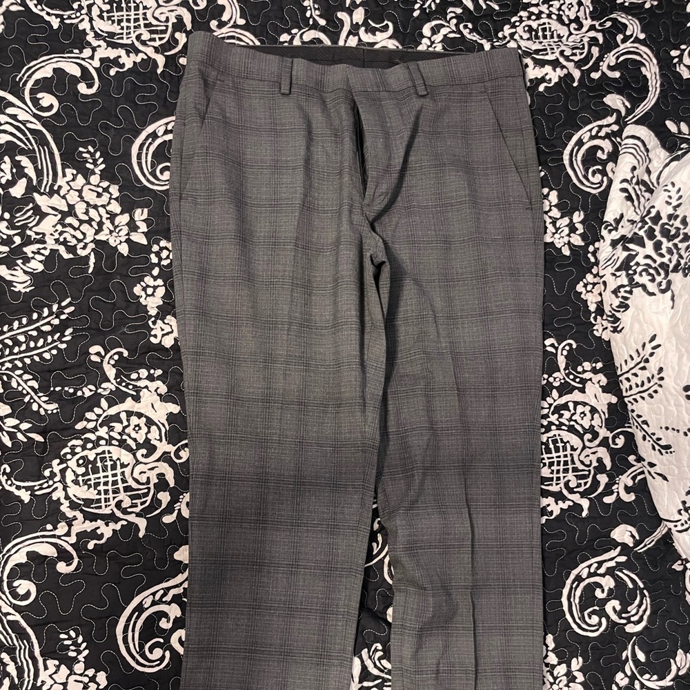 Gray Plaid Dress Pants